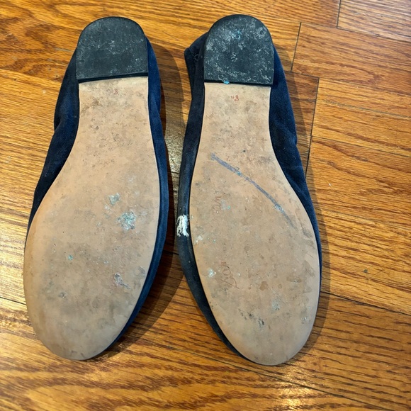 SAM ADELMAN navy blue scrunchie flat ballet shoes - Picture 2 of 4